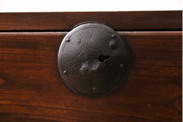 和製アンティーク　前面ケヤキ材　使い込まれた風合いが味わい深い時代箪笥ローボード(引き出し、チェスト、衣装箪笥)(R-047113)