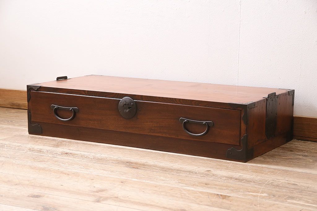 和製アンティーク　前面ケヤキ材　引き出し1杯が珍しい!和モダンなリビングにぴったりのローボード(引き出し、テレビボード、テレビ台)(R-047114)