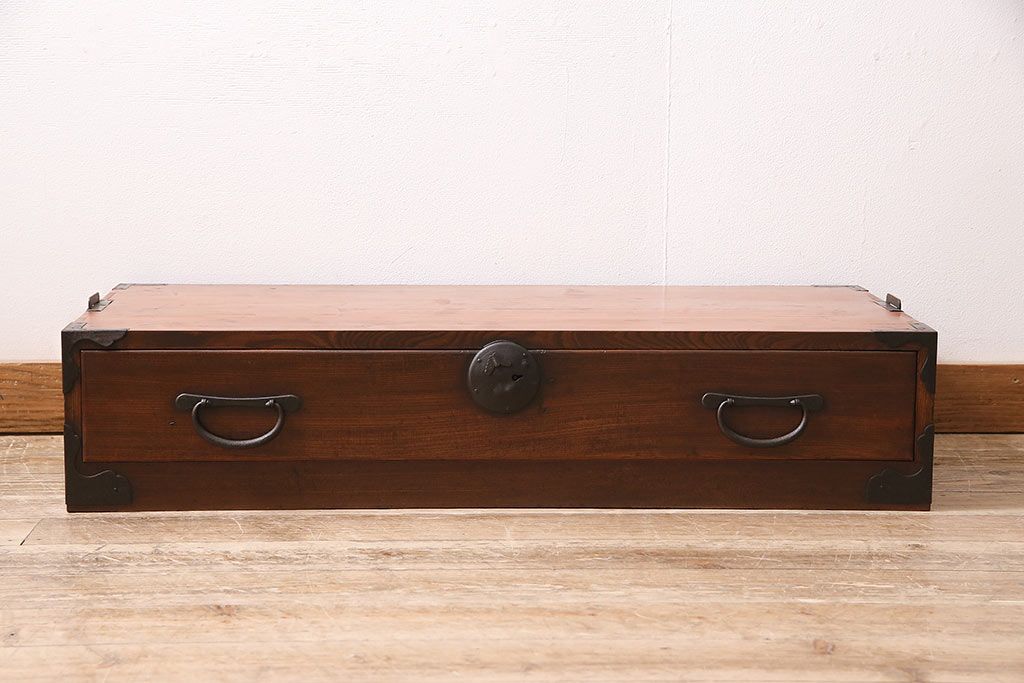 和製アンティーク　前面ケヤキ材　引き出し1杯が珍しい!和モダンなリビングにぴったりのローボード(引き出し、テレビボード、テレビ台)(R-047114)