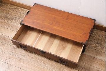 和製アンティーク　前面ケヤキ材　引き出し1杯が珍しい!和モダンなリビングにぴったりのローボード(引き出し、テレビボード、テレビ台)(R-047114)