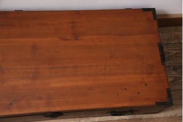 和製アンティーク　前面ケヤキ材　引き出し1杯が珍しい!和モダンなリビングにぴったりのローボード(引き出し、テレビボード、テレビ台)(R-047114)