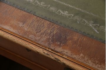 イギリスアンティーク　両面使いが出来るレザートップの両袖デスク(パートナーデスク、机、在宅ワーク、在宅用ワークデスク)(R-047117)