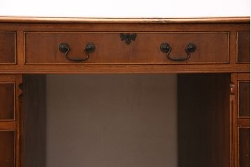 イギリスアンティーク　両面使いが出来るレザートップの両袖デスク(パートナーデスク、机、在宅ワーク、在宅用ワークデスク)(R-047117)