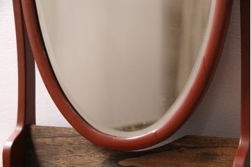 和製アンティーク　漆塗り　艶やかな朱が目を引く上品な佇まいの鏡台(化粧台、ドレッサー)(R-047126)