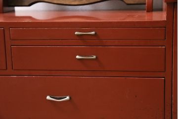 和製アンティーク　漆塗り　艶やかな朱が目を引く上品な佇まいの鏡台(化粧台、ドレッサー)(R-047126)