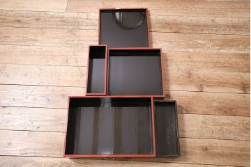 和製アンティーク　漆塗り　艶やかな朱が目を引く上品な佇まいの鏡台(化粧台、ドレッサー)(R-047126)