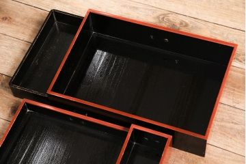 和製アンティーク　漆塗り　艶やかな朱が目を引く上品な佇まいの鏡台(化粧台、ドレッサー)(R-047126)