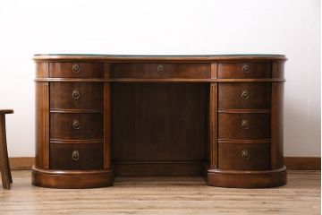 中古　極美品　DREXEL HERITAGE(ドレクセルヘリテイジ)　Cameo Classics(キャメオクラシックス)　高級感溢れる大人の書斎作りにおすすめのキドニーデスク(定価約170万円)(両袖デスク、机、在宅ワーク、在宅用ワークデスク)(R-047127)