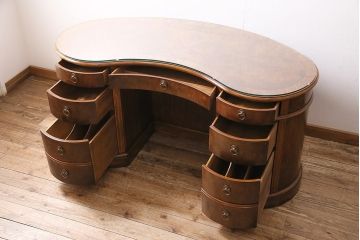 中古　極美品　DREXEL HERITAGE(ドレクセルヘリテイジ)　Cameo Classics(キャメオクラシックス)　高級感溢れる大人の書斎作りにおすすめのキドニーデスク(定価約170万円)(両袖デスク、机、在宅ワーク、在宅用ワークデスク)(R-047127)