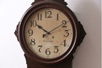 アンティーク時計　精工舎　TRADE(S)MARK　トレードマーク　SEIKO　セイコー　特大掛け時計(SEIKOSHA、振り子時計、古時計、柱時計)(R-047131)