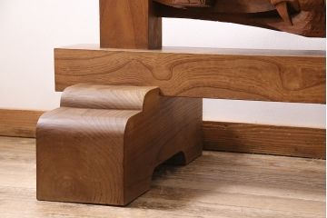 中古　民芸家具　総ケヤキ材　超特大サイズ!飛び出すような龍の彫りが印象的な衝立(定価約380万円)(つい立て)(R-047136)