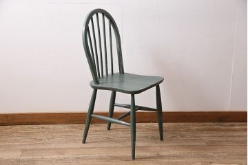 イギリスヴィンテージ　ERCOL(アーコール)　お部屋のアクセントになるダークグリーンのチェア(ダイニングチェア、ビンテージ)(R-047138)
