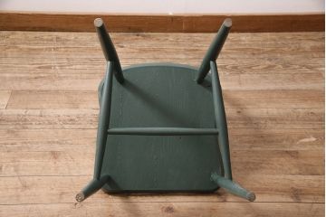 イギリスヴィンテージ　ERCOL(アーコール)　お部屋のアクセントになるダークグリーンのチェア(ダイニングチェア、ビンテージ)(R-047138)