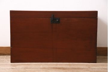 和製アンティーク　漆塗り　明治期に使われていた小さな長持(収納箱)(R-047140)