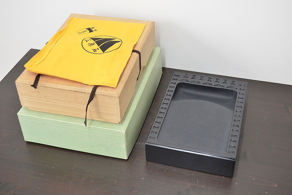 高知県三原硯製作所　土佐硯　三原石(書道具、共箱)(R-047154)