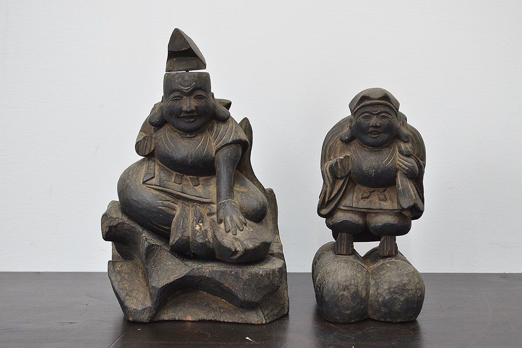 恵比寿大黒　置物 Amazon.co.jp: 国産欅 木彫り 恵比寿大黒 置物 16cm : ホーム