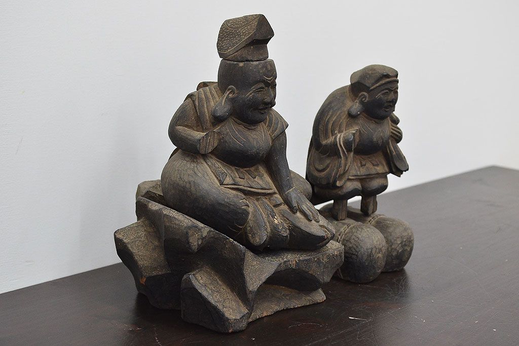 恵比寿 大黒　木彫　郷土玩具　時代　骨董　古美術　張子型　江戸　明治　昭和 恵比寿 大黒 木彫 郷土玩具 時代 骨董 古美術 張子型 江戸 明治