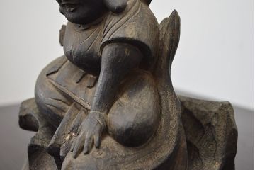 江戸〜明治　恵比寿　大黒　木彫　置物(木彫り)(R-047161)