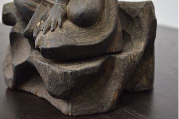 江戸〜明治　恵比寿　大黒　木彫　置物(木彫り)(R-047161)