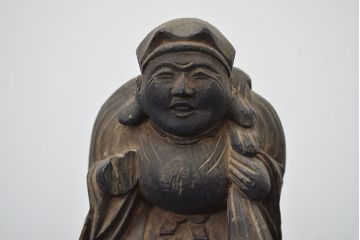 江戸〜明治　恵比寿　大黒　木彫　置物(木彫り)(R-047161)