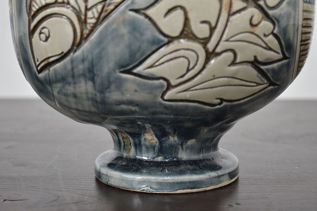 壺屋焼　金城敏男　花瓶など3点(魚文、金城次郎?、琉球)(R-047162)