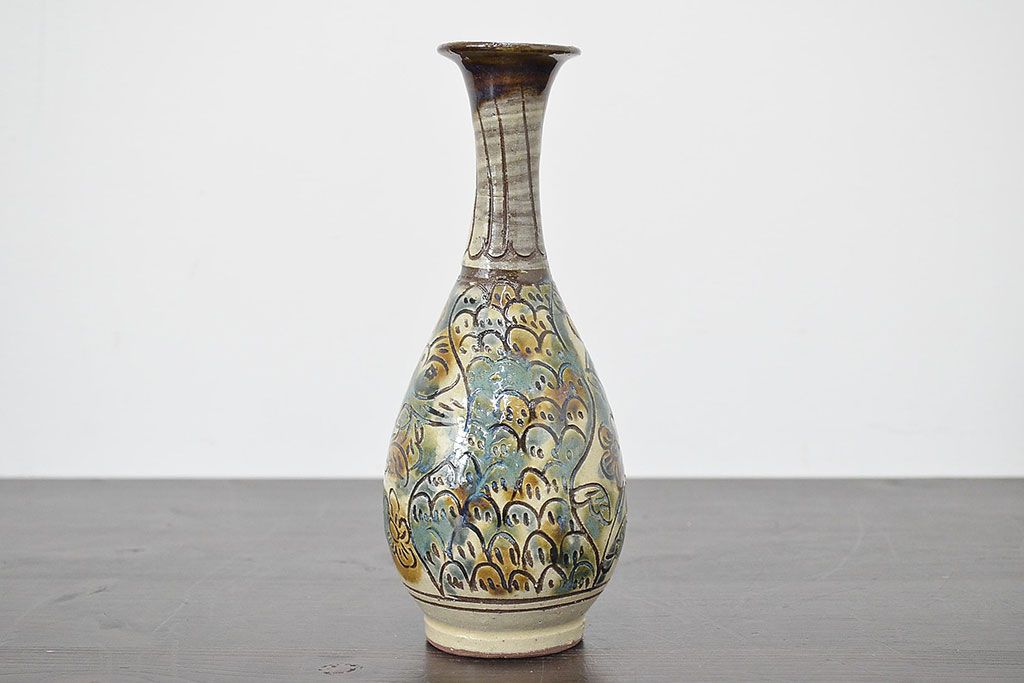 壺屋焼　金城敏男　花瓶など3点(魚文、金城次郎?、琉球)(R-047162)