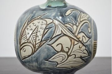 壺屋焼　金城敏男　花瓶など3点(魚文、金城次郎?、琉球)(R-047162)