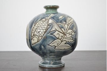 壺屋焼　金城敏男　花瓶など3点(魚文、金城次郎?、琉球)(R-047162)