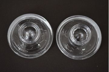 昭和レトロ　ガラス瓶2個セット(蓋付き、キャニスター)(R-047166)