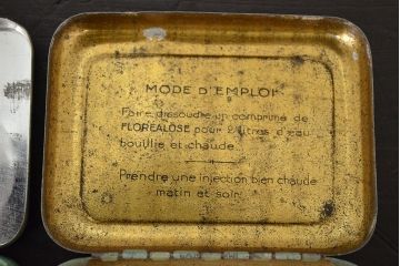 フランスビンテージ　ブリキ缶15個(アンティーク、小物入れ)(R-047171)