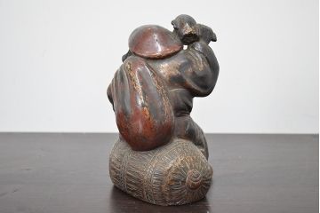 古い　真鍮製　大黒様置物(ブロンズ、鍍金?、置き物)(R-047182)