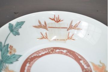 明治期　九谷焼　人参図　色絵　五寸なます皿5枚(和食器)(R-047184)
