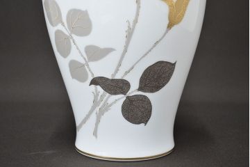 大倉陶園　ブルーローズ　金蝕バラ　花瓶2点セット　定価91,800円(花器、フラワーベース)(R-047188)