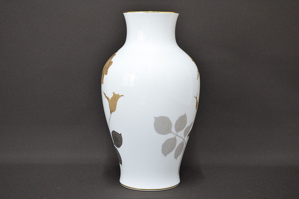 大倉陶園　ブルーローズ　金蝕バラ　花瓶2点セット　定価91,800円(花器、フラワーベース)(R-047188)