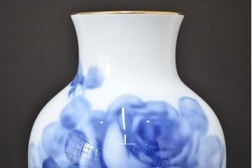 大倉陶園　ブルーローズ　金蝕バラ　花瓶2点セット　定価91,800円(花器、フラワーベース)(R-047188)