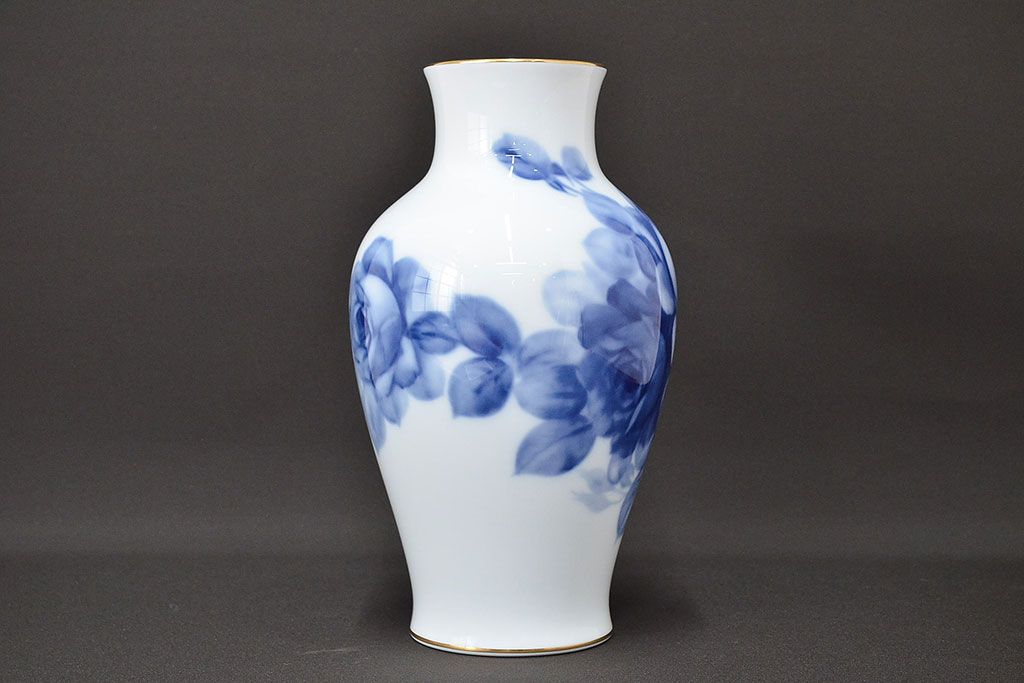 大倉陶園　ブルーローズ　金彩　薔薇　花瓶　フラワーベース　未使用品 公式】アンティーク家具ラフジュ工房商品詳細ページ大倉陶園