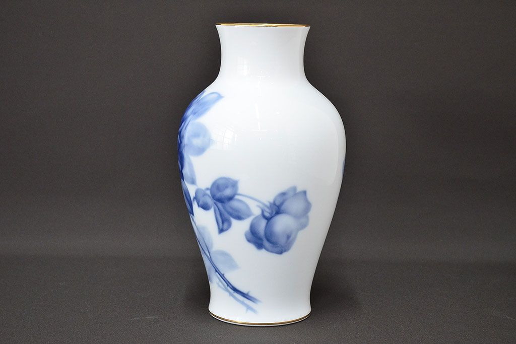 大倉陶園　ブルーローズ　金蝕バラ　花瓶2点セット　定価91,800円(花器、フラワーベース)(R-047188)