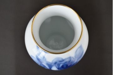 大倉陶園　ブルーローズ　金蝕バラ　花瓶2点セット　定価91,800円(花器、フラワーベース)(R-047188)