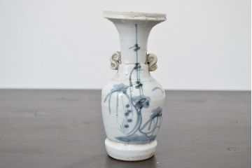 江戸期　古伊万里　染付　二耳花瓶(花入、花器)(R-047195)