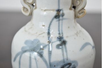 江戸期　古伊万里　染付　二耳花瓶(花入、花器)(R-047195)