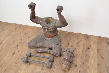 古い　木彫鬼(置物、彩色、彫刻、仏教美術)(R-047196)