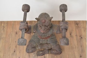 古い　木彫鬼(置物、彩色、彫刻、仏教美術)(R-047196)