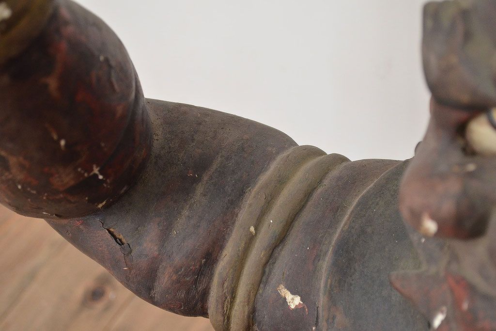 古い　木彫鬼(置物、彩色、彫刻、仏教美術)(R-047196)