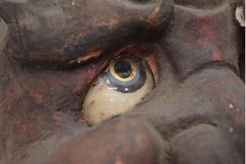 古い　木彫鬼(置物、彩色、彫刻、仏教美術)(R-047196)