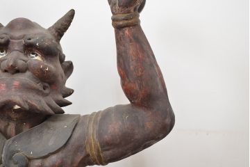 古い　木彫鬼(置物、彩色、彫刻、仏教美術)(R-047196)