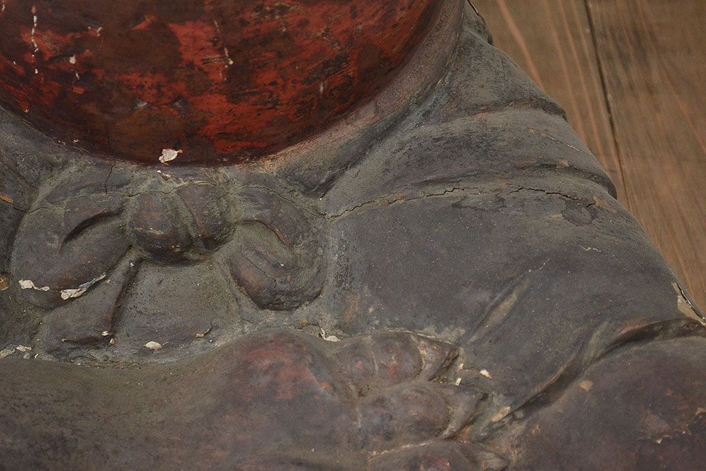 古い　木彫鬼(置物、彩色、彫刻、仏教美術)(R-047196)