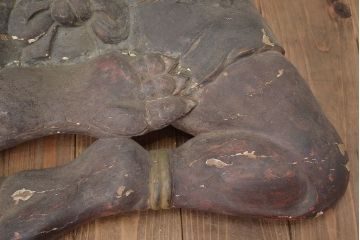 古い　木彫鬼(置物、彩色、彫刻、仏教美術)(R-047196)