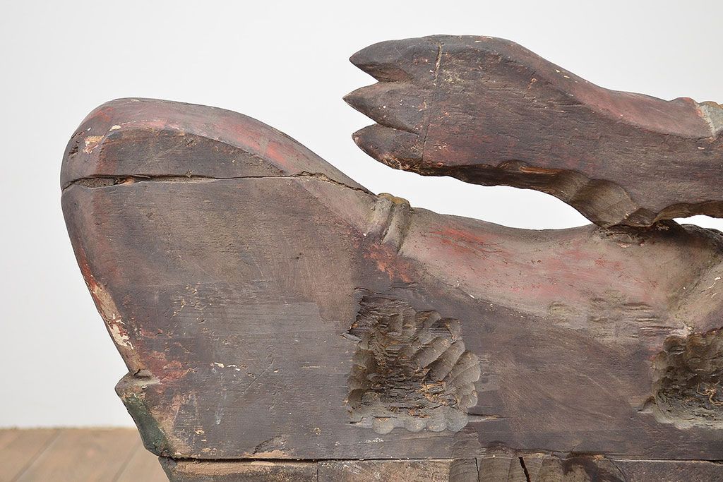 古い　木彫鬼(置物、彩色、彫刻、仏教美術)(R-047196)