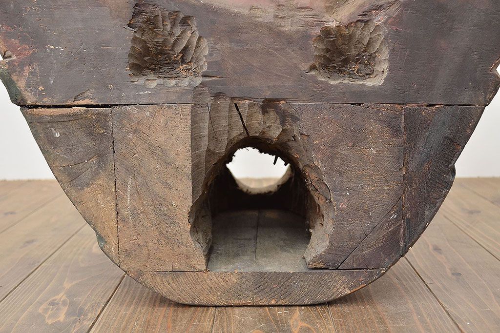 古い　木彫鬼(置物、彩色、彫刻、仏教美術)(R-047196)