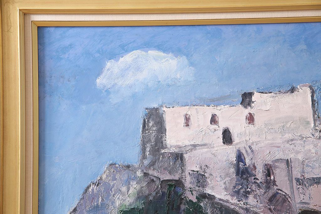 2001年 樋口善造作 岩城の町 油絵 100号程(油彩、額装)(R-047197)